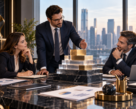 Business leaders evaluating debt and equity options for an optimal capital structure