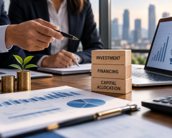 Corporate finance planning with investment, financing and capital allocation decisions