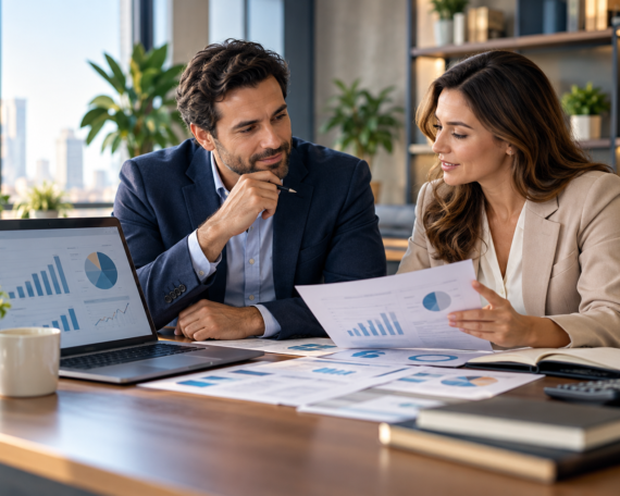 Business owners comparing financing options, costs and funding strategies